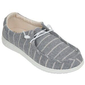 CREVO Bnwt Women Sz 7 Striped "Kimmy" Canvas Gray Loafer